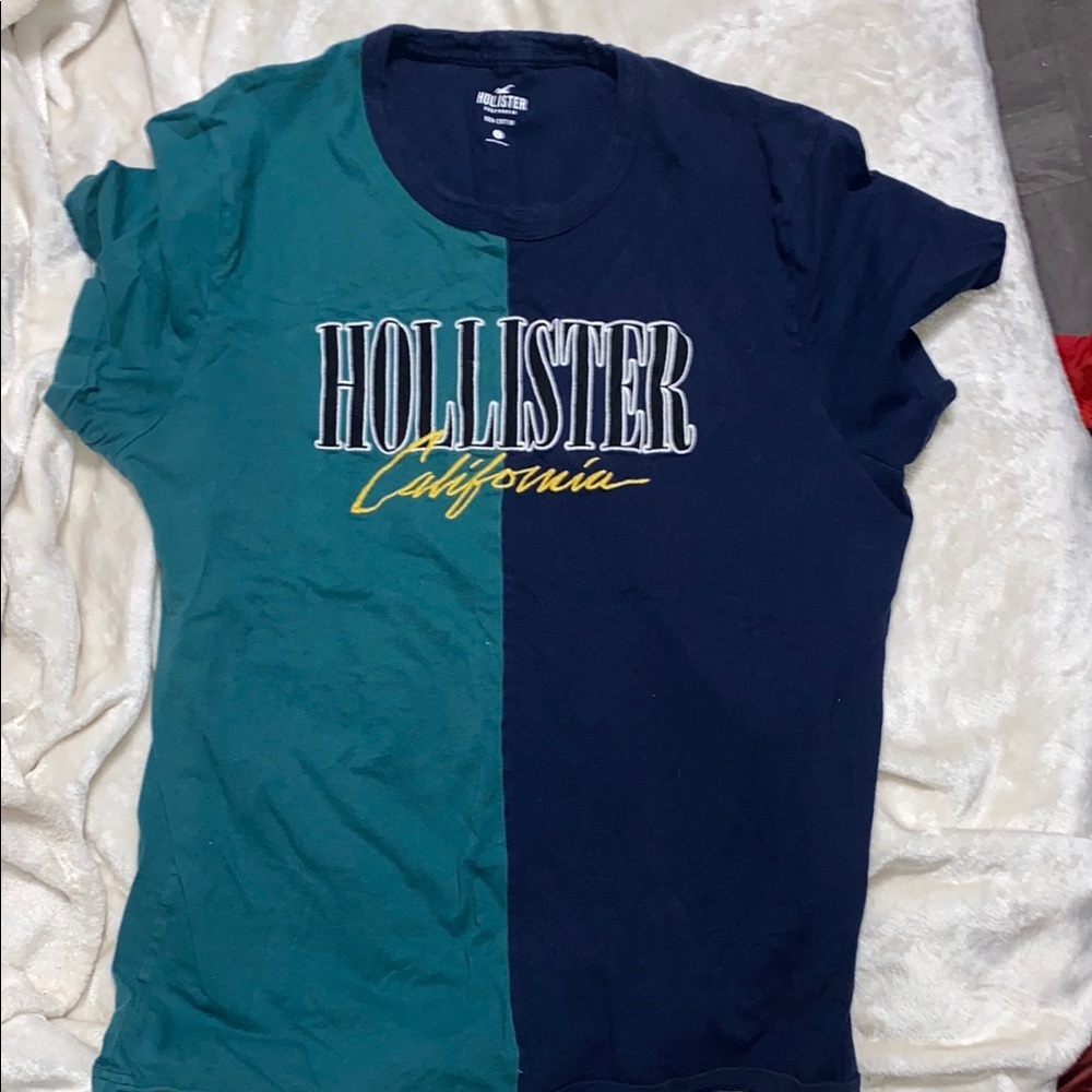 Hollister Teal and Navy Split Tee